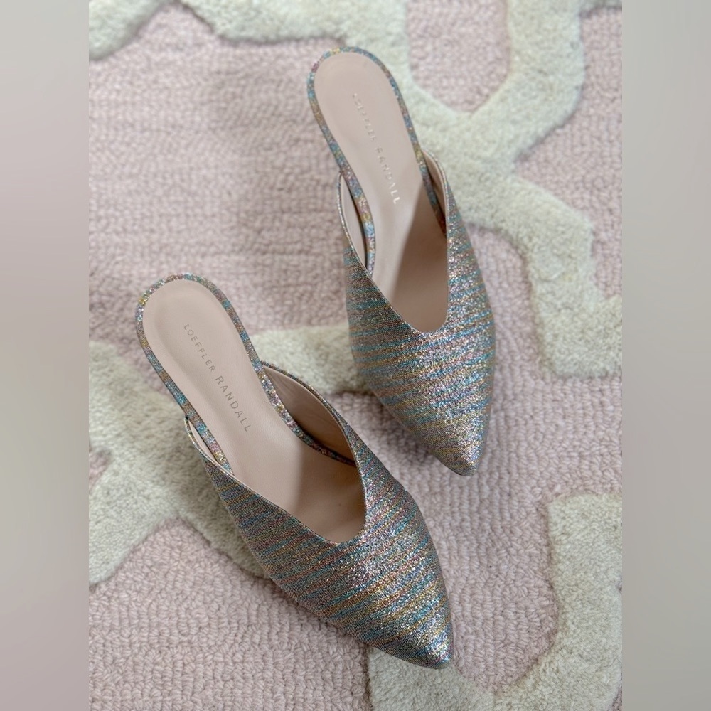 LOEFFLER RANDALL | JUNO DESIGNER LUXURY PASTEL METALLIC RAINBOW MULES - Picture 3 of 5